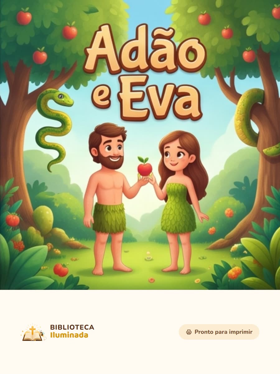 Capa da coleção Adão e Eva, com onze atividades para imprimir