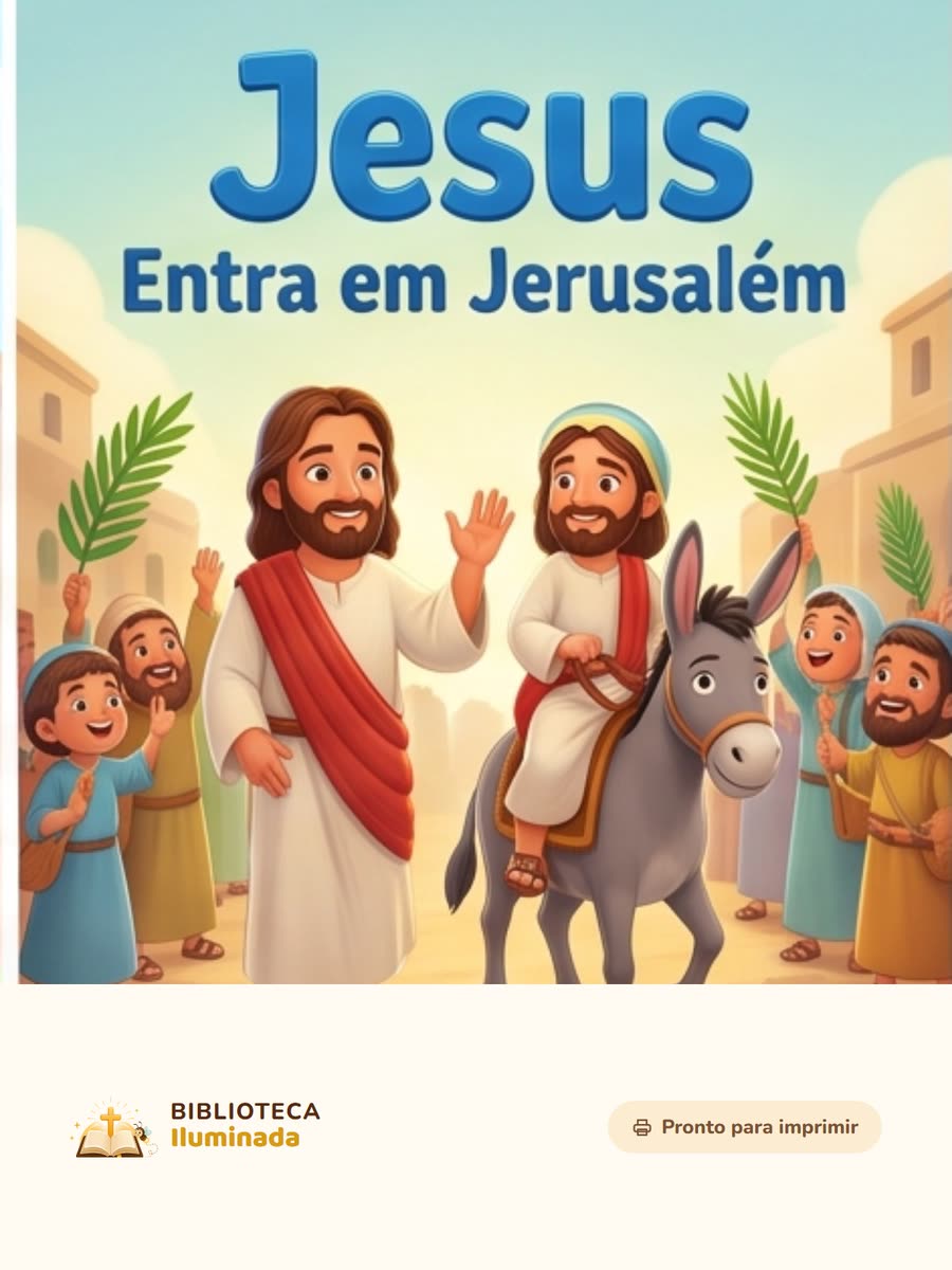 Capa da coleção Jesus Entra em Jerusalém, com onze atividades para imprimir