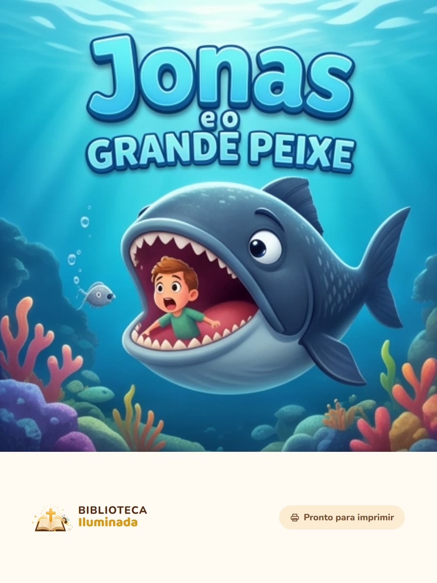 Capa da coleção Jonas e o Grande Peixe, com onze atividades para imprimir
