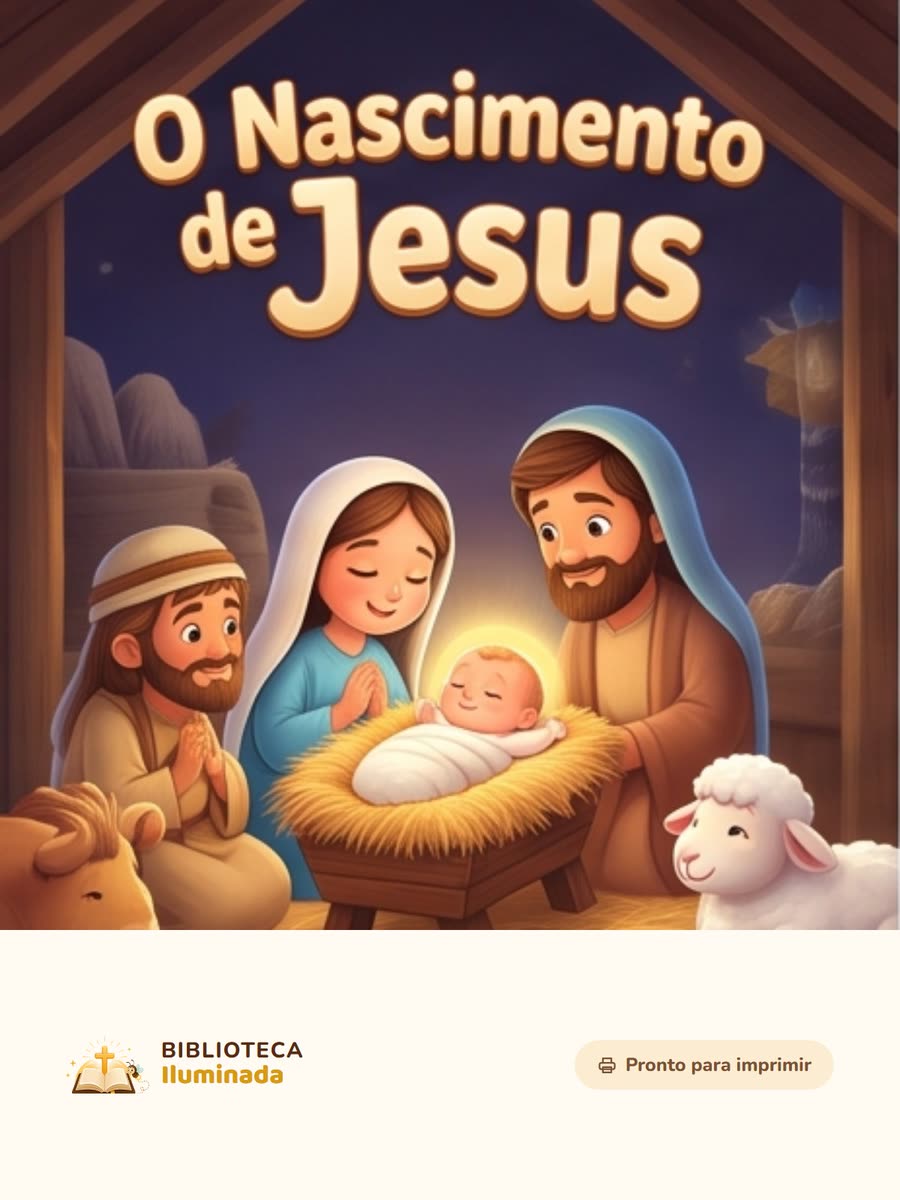 Capa da coleção O Nascimento de Jesus, com onze atividades para imprimir